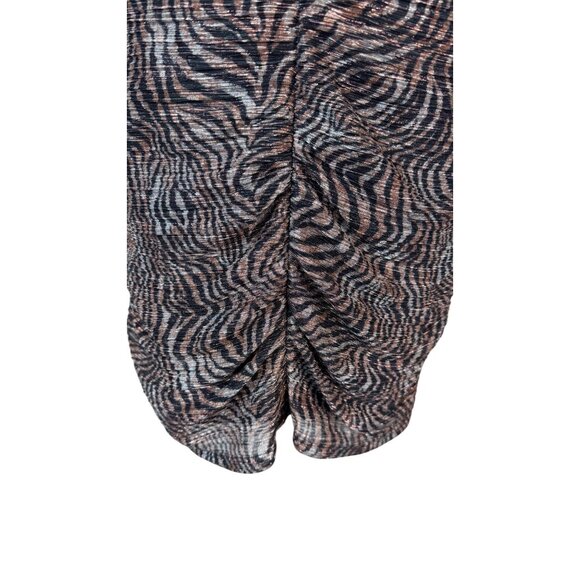 NWT JUMP Apparel Brown Zebra Small Print Ruched Bodycon Mini Dress Thin Straps - Picture 6 of 14